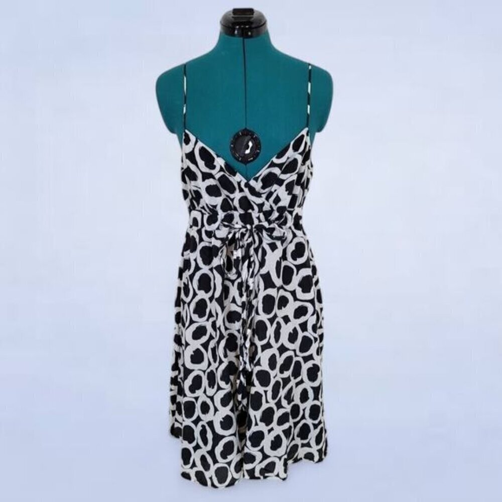 Jacob Black and White Dress‎ Silk Blend Dress - Size 11 / 12